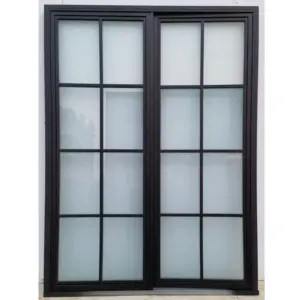 Australia standard steel framed crittall style black doors frosted glass interior french door