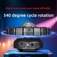 Projecteur de scène à tête mobile style boule magique à huit bras avec effets LED Wash et Strobe et télécommande pour DJ/Bar
