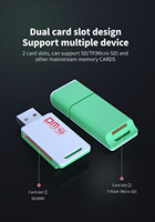 Lector de Tarjetas de Memoria USB 2.0 2 en 1 con Tapa Protectora, Adaptador de Tarjetas SD/TF de Doble Ranura, Plug and Play para Laptop, PC y Cámara