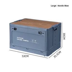 Boîte de rangement pliable en plastique à roulettes à ouverture latérale 30L-40L Style japonais Camping en plein air Vêtements Livres Coffre Boîte de rangement - Product Image 6