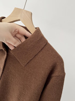 Damen-Strickjacke im Vintage-Stil mit Revers, einreihiger, langärmliger, einfarbiger Pendler-Pullovermantel für den Frühling 16a-2695