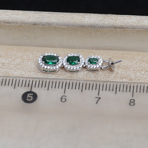 Pendentif en argent S925 avec zircon vert, perle DIY, plateau d'accessoires 7-13, pendentif de tête JG5271, composants vides pour bijoux - Product Image 2