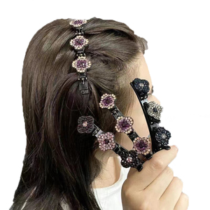 Pinces à <span class=keywords><strong>cheveux</strong></span> fleur en cristal à la mode MIO Pince à bec de canard tressée en strass étincelant Barrettes latérales colorées pour filles femmes - Product Image 1