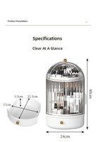 Boîte de rangement pour pinceaux de maquillage et cosmétiques JX, grande, rotative, anti-poussière, avec couvercle pivotant, en matériau PP, design luxueux