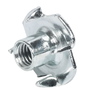 Tuerca en T DIN1624 de 4 Puntas M4 M6, Tuerca de Inserción de Cuatro Garras de Acero Galvanizado con Recubrimiento de Zinc, Clase 4.8, para Muebles y Carpintería