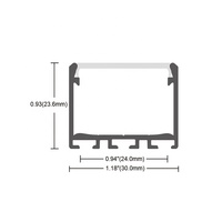 Profilé de bande lumineuse LED 30x23.6Mm avec diffuseur PC, couvercle en PMMA givré pour profilé en aluminium LED