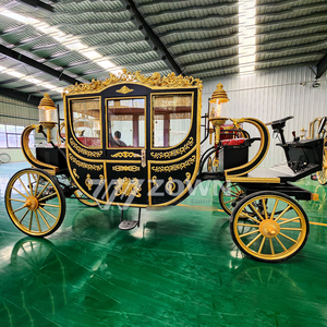 Carruaje Real de Caballos Negro Dorado de Alta Gama con Certificación CE para 4-6 Personas, Ideal para Bodas y Recorridos en Parques Temáticos - Product Image 6