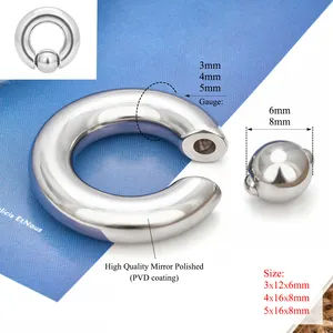 Custom Titanium BCR Body Piercing Large Gauge Captive Bead Ring PA Ring Spring Action Piercing Rings