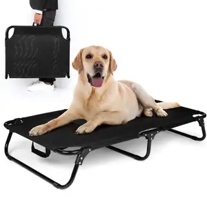 Lit de camp pour animaux de compagnie lavable Portable pliant de vente chaude avec cadre en acier à mailles respirantes lit pour chien surélevé extérieur lit pour chien pliant