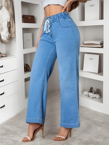 Hot selling European and American standard size summer <b>stretch</b> <b>denim</b> straight leg pants for women's wide leg pants - Product Image 3