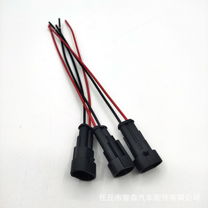 公母汽车线束，带2针防水插头电缆铜导体定制电缆组件，由制造商提供 - Product Image 2