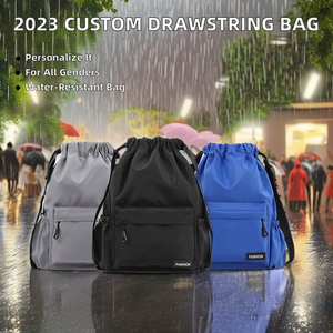2023 New Customized Waterproof Strap Pocket Sports Travel Drawstring Backpack <b>Bag</b> Wholesale Personalized Logo Polyester Lining - Product Image 2