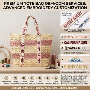 Sac fourre-tout en paille tressée <span class=keywords><strong>bicolore</strong></span> de qualité supérieure avec poignée renforcée en sangle pour la plage estivale et les courses quotidiennes - Product Image 4