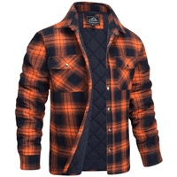 Blouson bomber en flanelle doublé en sherpa avec logo personnalisé |   Chemise-veste à carreaux pour homme |   Vêtements de travail décontractés et streetwear épaissis pour l'hiver