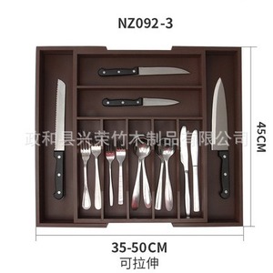 Organizador de cubiertos de bambú OEM rectangular expandible con compartimentos para almacenamiento en cajones de cocina - Product Image 5