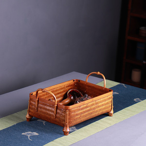 Bamboo Woven Storage Tray Rectangle Handmade Home Office Fruit Basket Storage <b>Box</b> <b>Gift</b> Use - Product Image 4