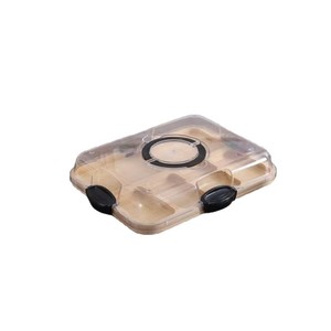 Plateau de service en bois Huifa avec couvercle en acrylique et compartiments divisés pour aliments, utilisation en pique-nique en plein air - Product Image 1