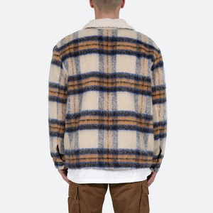 Veste en flanelle pour homme de haute qualité en laine à carreaux et mohair avec fermeture éclair - Product Image 3