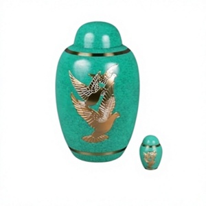 Urne funéraire gravée d'oiseau Urne funéraire pour cendres humaines-Fabriqué à la main en laiton-Convient au cimetière - Product Image 1