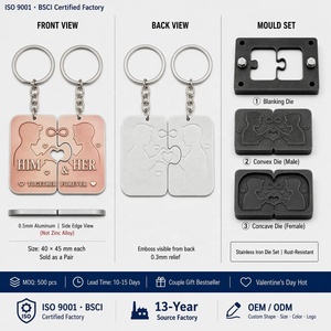 <span class=keywords><strong>Porte</strong></span>-clés <span class=keywords><strong>puzzle</strong></span> <span class=keywords><strong>personnalisé</strong></span> pour couple, certifié SGS, pour lui et pour elle, en aluminium 3D gaufré léger, vente en gros - Product Image 1