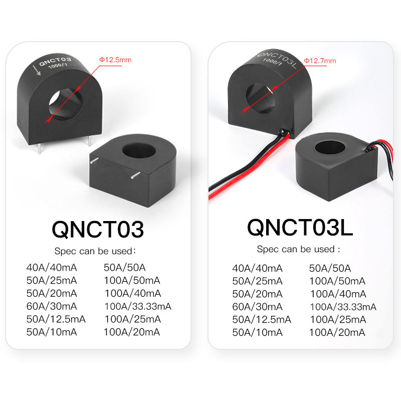 Pcb Mount Current Transformer CT QNCT02 10A/10mA 50A 25mA 10A/5mA 20A/20mA Small Current Transducer AC Precision Current Sensor