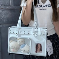 Sac fourre-tout à bandoulière pour femme en satin blanc sur mesure avec fenêtre pour cartes photo et rivets, sac Ita, commandes en gros