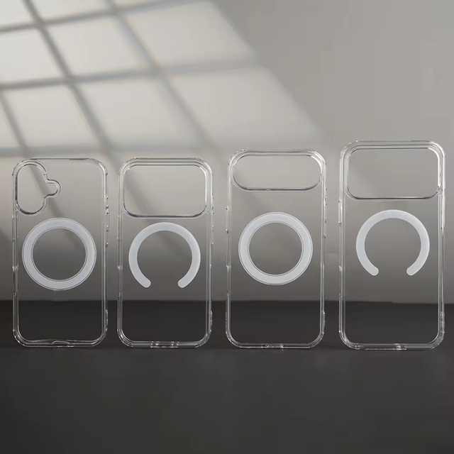 Logo Shockproof Clear Charger Mag Mobile Phone Cases Transparent Safe Magnetic Phone Case for Iphone 15 14 13 Pro Max