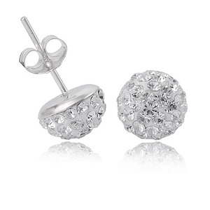 <b>Stud</b> <b>Earrings</b> 10mm Ball Shape White Crystal Micro Insert Stainless Steel Party Fashion Jewelry - Product Image 1