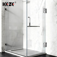 Charnière de porte de douche en verre à 90 degrés en acier inoxydable moderne KEZE, certifiée CE, réglable, fixation murale, plaque arrière courte, épaisseur 5 mm