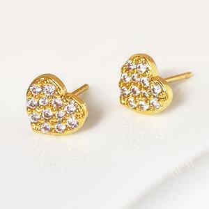 ต่างหูเพชร CZ แบบเกาหลี ชุบทอง 18K รูปหัวใจ สำหรับผู้หญิง - Product Image 6