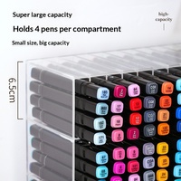 Présentoir de bureau en acrylique transparent pour marqueurs et stylos d'art, 2 niveaux, 5 rangées, grande capacité, multi-compartiments