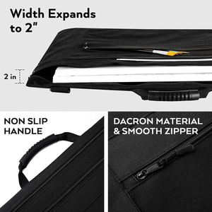 Échantillon gratuit de sac de présentation d'art, 20x26 pouces, étui de présentation d'art en toile noire avec bandoulière amovible, coins en cuir - Product Image 3