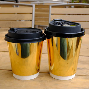 Gobelets à café jetables en papier Xiamen 8oz 12oz 16oz à double paroi isolés, avec feuille d'<span class=keywords><strong>or</strong></span>, luxueux et é<span class=keywords><strong>l</strong></span>égants, pour une conservation optimale de la chaleur, pour cafés haut de gamme - Product Image 2