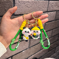 Porte-clés en PVC Panda de dessin animé, petit pendentif créatif, figurine mignonne 8-10cm, anti-stress, cadeau d'entreprise et de centre commercial, vente en gros