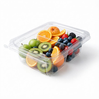 Boîte d'emballage transparente à charnière en PET recyclable pour noix séchées, sushis, gâteaux et produits de charcuterie, avec système anti-effraction