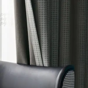Cortinas marrones de alta calidad para ventana, tela opaca con volantes para sala de estar