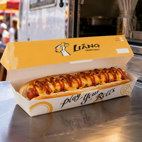 Caja para Hot Dogs con Recubrimiento Acuoso Libre de PFAS, Venta al por Mayor, Libre de Plástico, Ecológica, Desechable, Fábrica de Envases para Comida Rápida