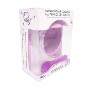 Bol en silicone pour bébé avec logo personnalisé, cuillère d'alimentation, boîte d'emballage en papier avec fenêtre <span class=keywords><strong>transparente</strong></span> en plastique <span class=keywords><strong>PVC</strong></span> pour enfants, <span class=keywords><strong>plaque</strong></span> d'aspiration - Product Image 3