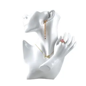 En stock, présentoir de bijoux mannequin en résine support de présentoir à bijoux en gros buste pour collier boucle d'oreille pendentifs