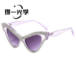 Cat Eye <b>Sunglasses</b> Black Rhinestone Frame UV400 Women's Fashion Sun Glasses - Product Image 3