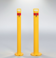 Borne de sécurité amovible en acier KAVASS verrouillable 89 mm, poteau de sécurité détachable pour équipement de stationnement en acier, revêtement en poudre jaune