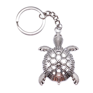 Llavero de Metal con Forma de Tortuga <span class=keywords><strong>Grande</strong></span>, Plateado Antiguo y Bronce Antiguo, Recuerdo, Regalo, P1-ABD-C13051 - Product Image 3
