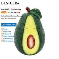 Bestcera 3d Virtueel Fruit Keukengerei Canister Keramische Schattige Avocado-Vormige Koekjesopslagpot Met Deksel