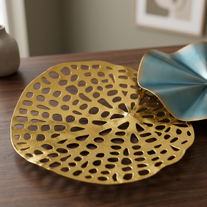 Premium Blue Gold Botanical Metal Wall Sculpture Vintage <b>Retro</b> Floral Wall Art for Living Room Bedroom Office Home <b>Decor</b> - Product Image 2