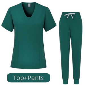 Women Hospital Scrub Set V-Neck Top And Pants Moisture Wicking Split Uniform For Medical Nursing Use - Product Image 5