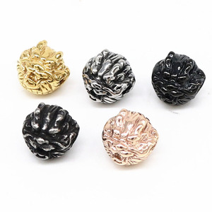 yunnique Stainless Steel Animal Head Beads Round <b>Spacer</b> For Bracelet Making Retro Jewelry Findings Components 10mm GZY-316-141 - Product Image 1