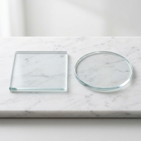 Sous-verre et set de table antidérapants en verre trempé écologique, 10 cm, carré ou rond, résistant à la chaleur, accessoire de bureau créatif