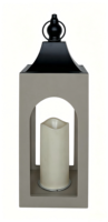 Lanterne en bois avec dessus en fer et bougie LED, lanterne suspendue en verre découpé en forme d'arche, style ferme, pour la décoration de la maison, des tables de mariage
