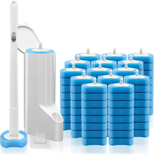 Kit de brosse de nettoyage des toilettes jetable CF, brosse à toilettes, kit de 8 recharges pour un nettoyage en profondeur efficace, ensemble de porte-brosse de toilettes jetable - Product Image 1