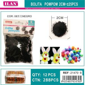 Pallina di Nastro Ilan 2Cm Nera per Decorazioni Fai-da-Te - Product Image 1